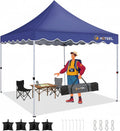 Hoteel 10x10 Pop Up Canopy Tent | One Person Setup Outdoor Shade, UPF 50+ and Waterproof, 210D Oxford Top, 3 Heights Adjustable, 600D Carry Bag for Beach, Events, Commercial Use (Dark Blue)