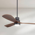Casa Vieja 52' Delta-Wing DC Modern Industrial Outdoor Ceiling Fan with LED Light Remote Control Matte Black Dark Walnut Damp Rated for Cottage Core Patio Exterior House Home Porch Garage Barn