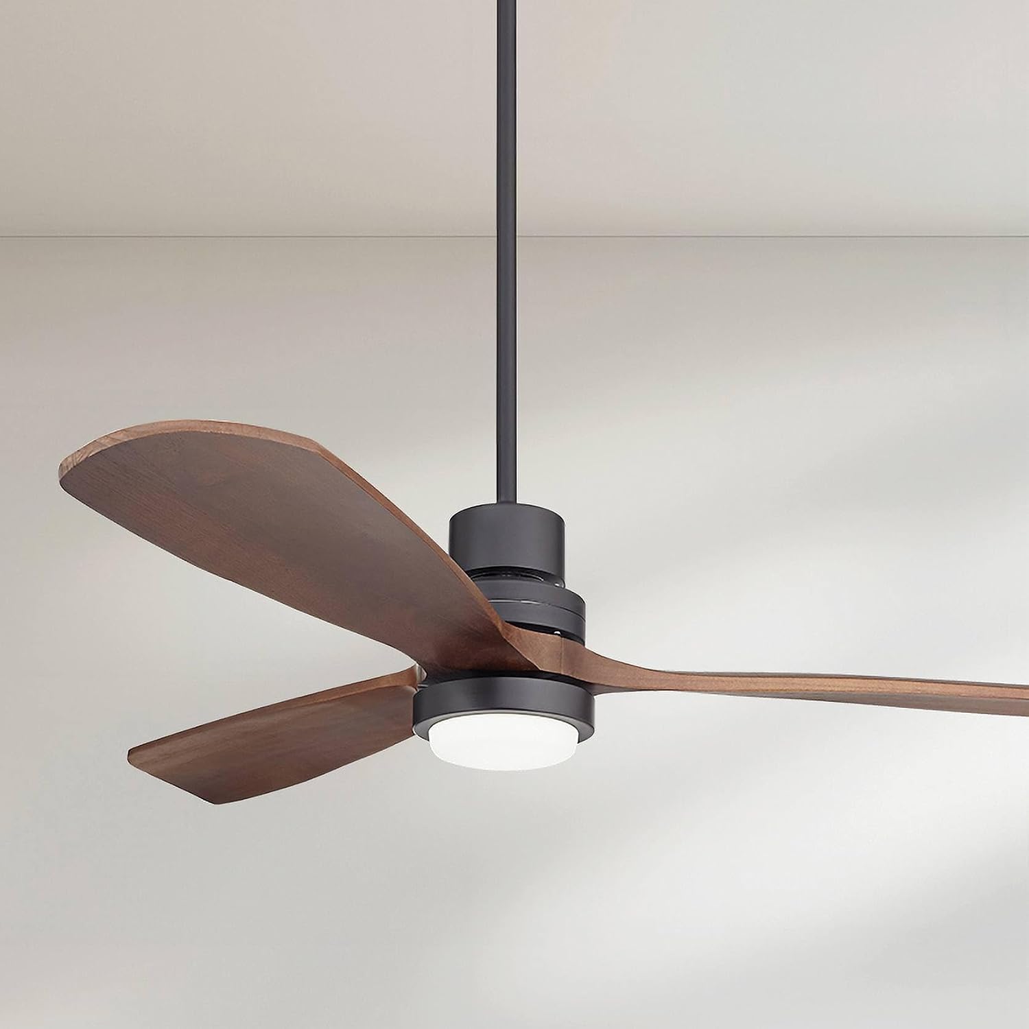 Casa Vieja 52' Delta-Wing DC Modern Industrial Outdoor Ceiling Fan with LED Light Remote Control Matte Black Dark Walnut Damp Rated for Cottage Core Patio Exterior House Home Porch Garage Barn