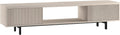 Henn&Hart Fluted TV Stand for TVs up to 78' with 2 Ribbed Side Storage Cabinets and Open Center Storage for Living Room, Family Room, or Office, Beech White