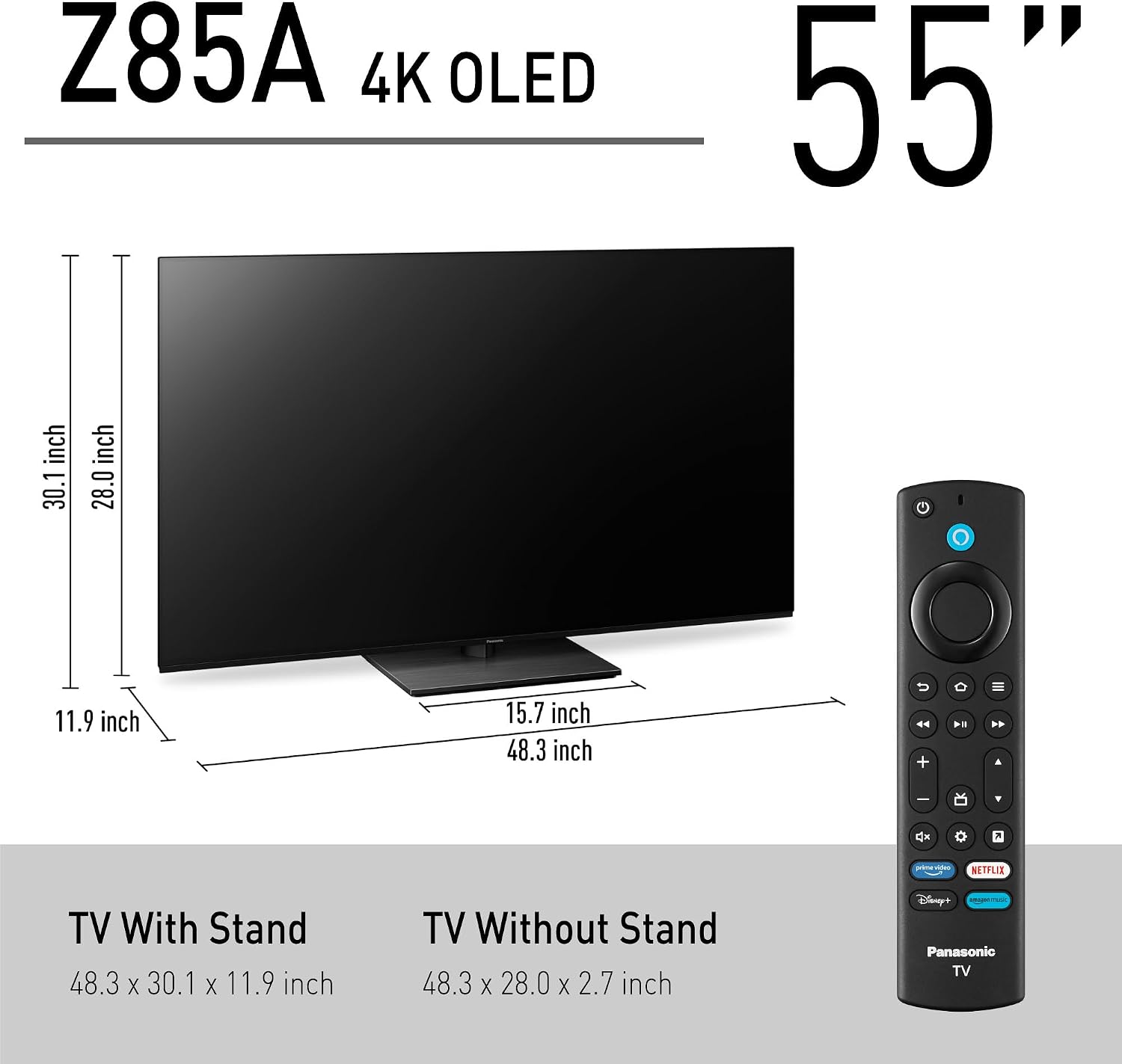 Panasonic Z85 Series (2024 Model) 55-inch OLED 4K Ultra HD Smart Fire TV, Dolby Vision IQ, HDR10+ Adaptive, 120Hz Refresh Rate - 55Z85AP