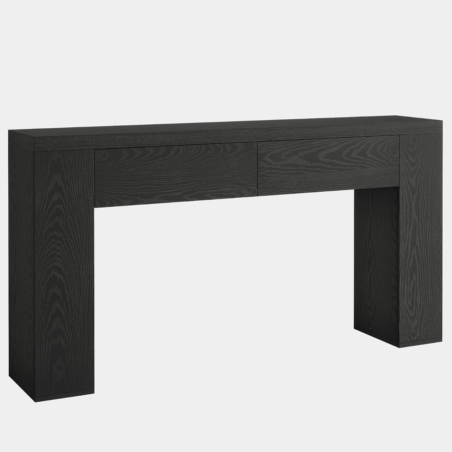Tribesigns 63-Inch Wooden Console Table with 2 Hidden Drawers, Farmhouse Rustic Brown Sofa Table for Living Room, Hallway, Entrance, Foyer, Easy Assembly (Black)