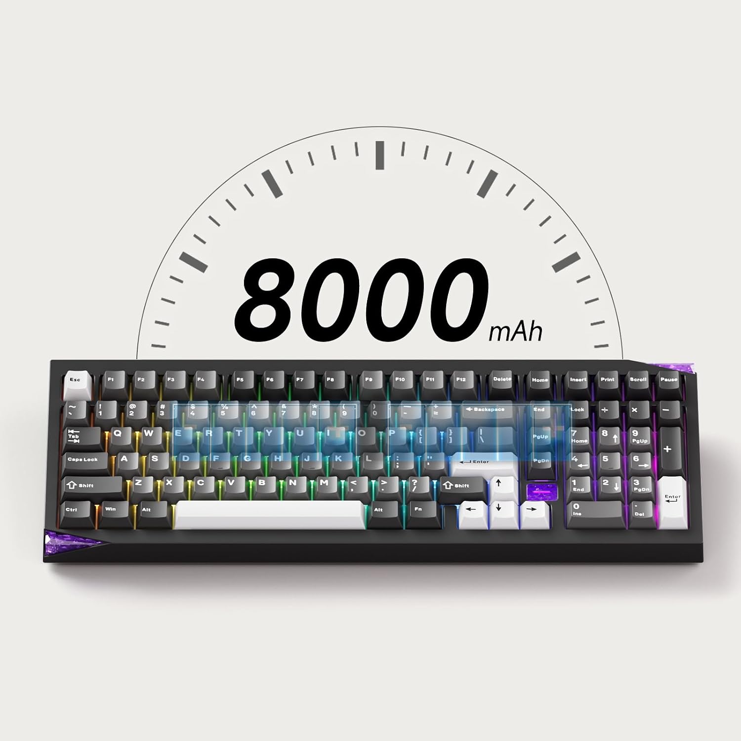 Akko Mineral 02 QMK/VIA Aluminum Mechanical Keyboard Tri-Mode RGB Hot-swappable Wireless Gaming Keyboard, Black and Silver, Pre-lubed Stellar Rose