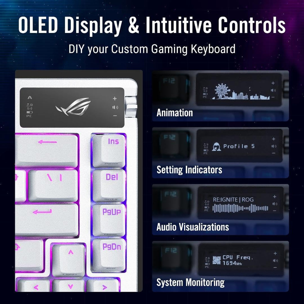 ASUS ROG Azoth 75% Wireless DIY Custom Gaming Keyboard & ROG Harpe 54g Ultra-Lightweight Wireless Gaming Mouse Bundle