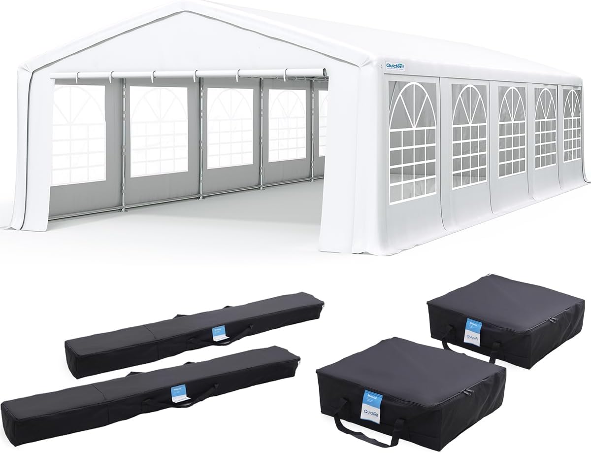 Quictent Premium 20x32 Party Tent Heavy Duty Outdoor Gazebo White Event Shelter Wedding Canopy Tent for Parties Carport BBQ with Removable Sidewall Windows & Storage Bags