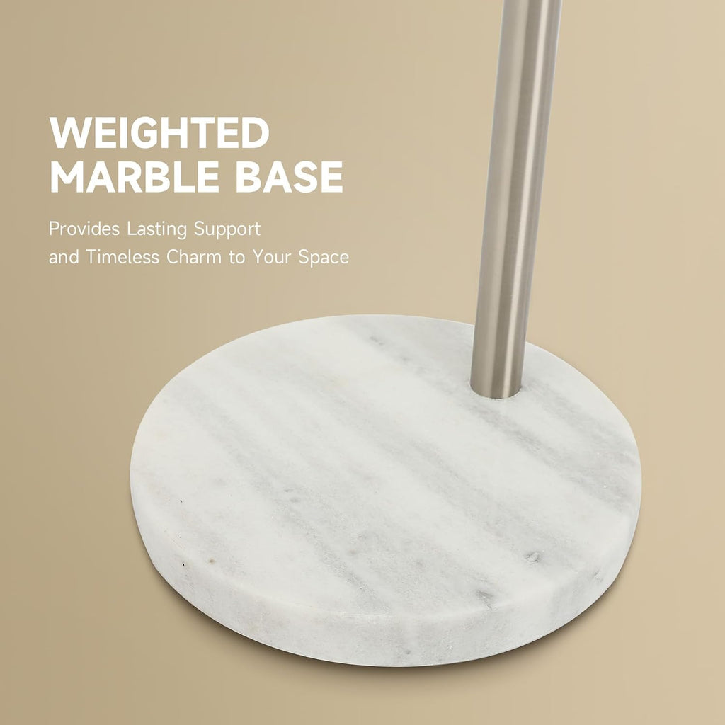 CO-Z Modern Floor Lamp for Living Room, Brushed Nickel Arc Floor Lamp with LED Bulb, Marble Base Contemporary Tall Lamp for Living Room Couch Sofa, Height Up to 69 Inch