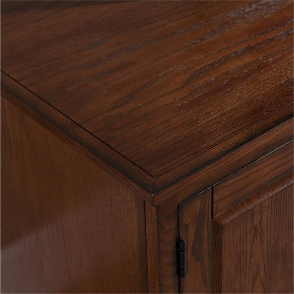 Leick Home 80360 Leaded Glass TV Stand For 65' TV's, Burnished Oak