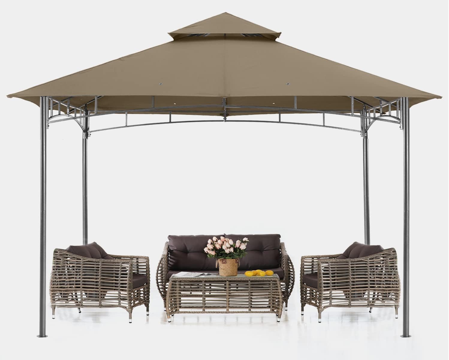 ABCCANOPY Gazebos for Patios 10x10 - Outdoor Steel Frame Gazebo for Lawn Backyard Garden Deck (Khaki)