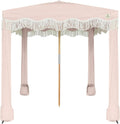 AMMSUN Beach Cabana with Fringe, 7' x 7' Boho Beach Canopy with Tassels, Easy Set up & Premium Wood Pole, Cabana Tent with Sand Pockets, Instant Sun Shade for Sand, Garden, Patio, Pink Coral
