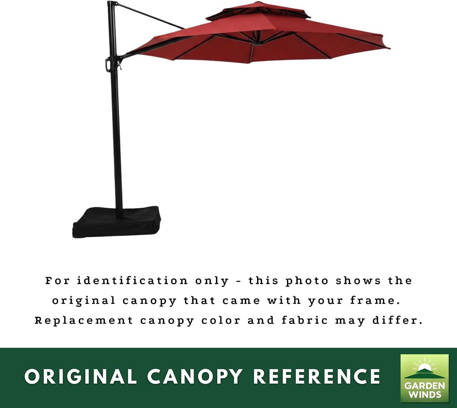 Garden Winds Reinforced RipLock 350 Replacement Canopy Top Cover Compatible with Garden Treasures 11' Offset Umbrella Models YJAF-819R, YJAF-819D, YJAF-81903A, YJAF-81903B, YJAF-81903C - Cinnabar