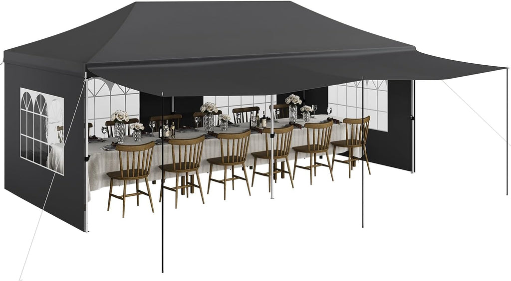 Garvee Commercial-Grade 10x20 ft Pop-Up Canopy Tent - 420D Oxford Fabric with PE Windows and 5 Removable Sidewalls, Ideal Heavy Duty Outdoor Shelter for Events, Weddings, and Backyard Gatherings