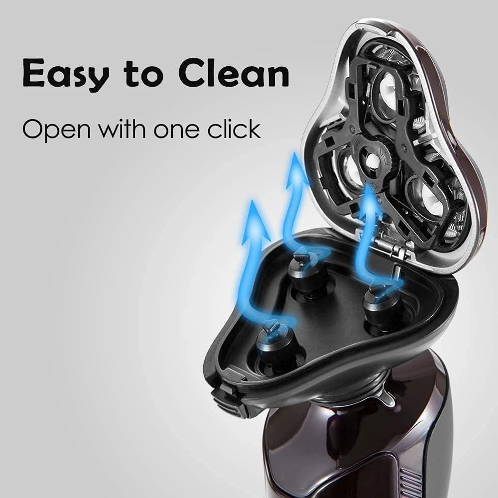 Electric Shavers for Men Bald Head Shaver LED Mens Electric Shaving Razors Rechargeable Cordless Wet Dry Rotary Shaver Grooming Kit with Clippers Nose Hair Trimmer Facial Cleansing Brush