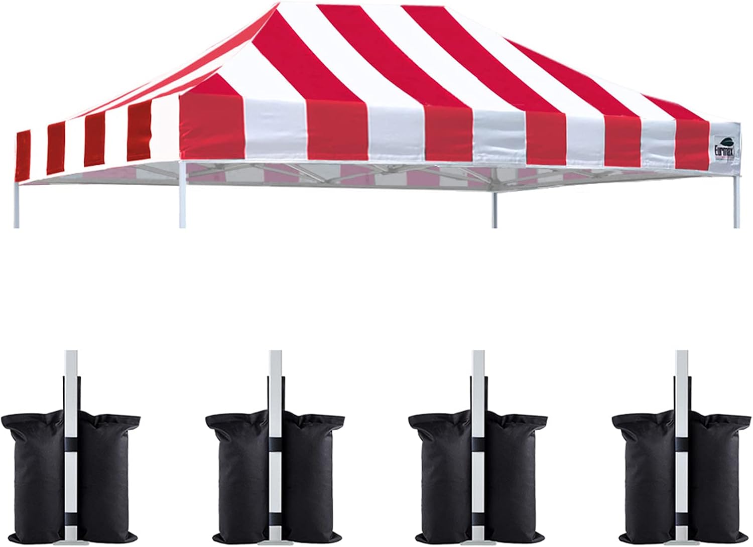 Eurmax USA 10x15 Pop Up Canopy Replacement Top,Universal Instant Canopy Cover ONLY,Heavy Duty UPF 50+ UV Protection,Water & Wind Resistant Tarp,30+ Colors Available,Bonus 4 Sand Bags(Stripe Red)