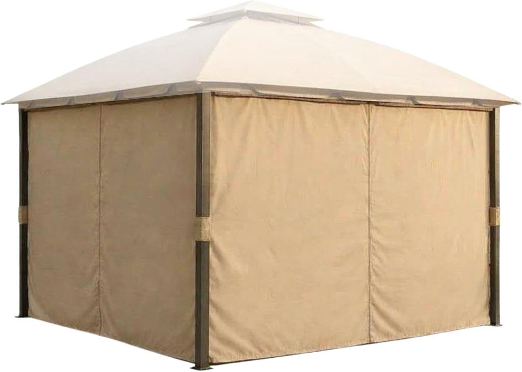 Garden Winds Durable 350 Replacement Privacy Curtain Set Compatible with South Hampton 11' x 13' Gazebo Models L-GZ215PST-A, L-GZ659PST – Beige