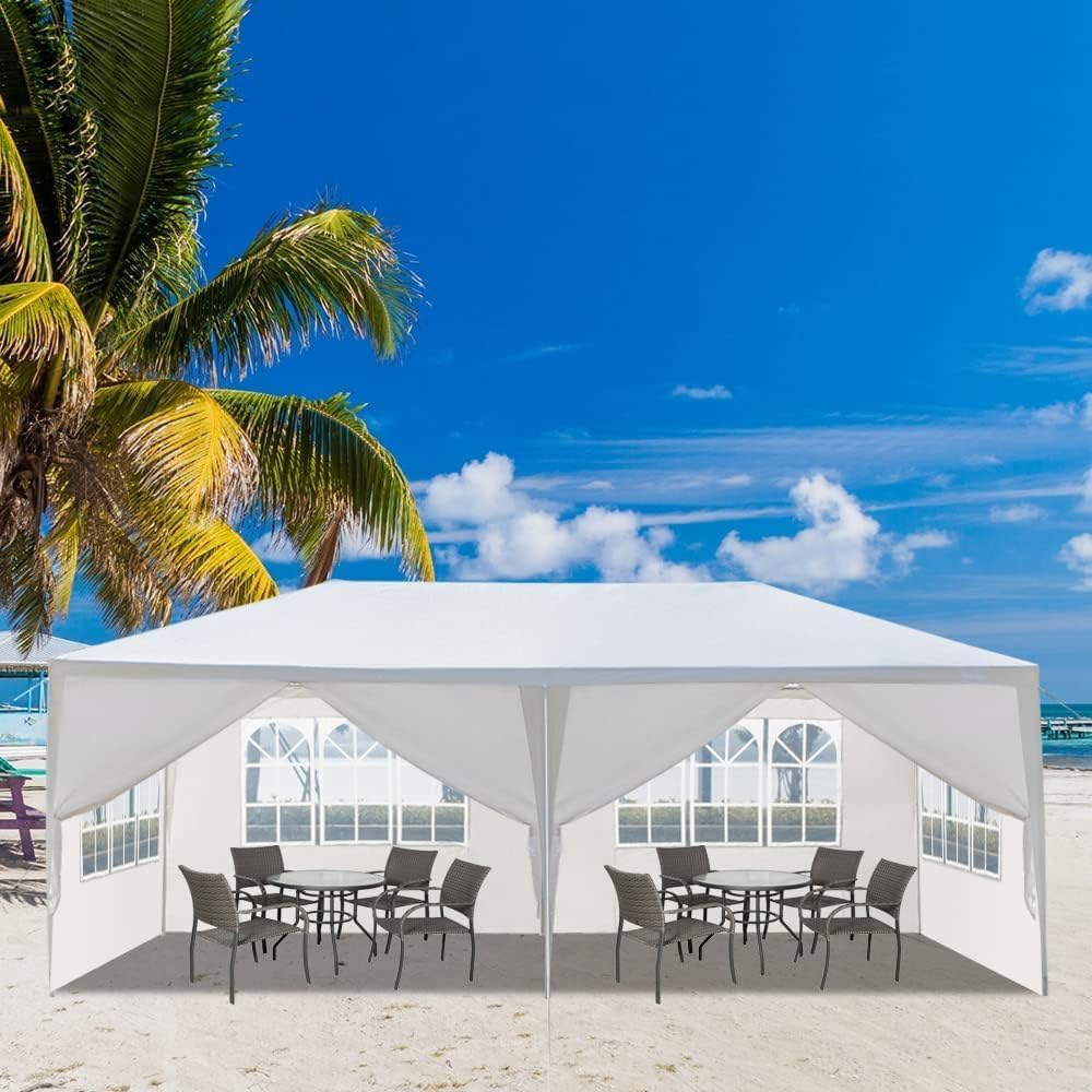 Outdoor Gazebo Canopy Wedding Party Tent Camping Shelter Commercial Instant Shelter Waterproof Tent with Removable Side Walls (10'x20' Six Sides)
