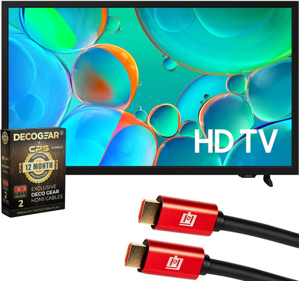 Samsung 32 inch HD H5000F 720P Smart TV (2025) CPS Exclusive 1-Year Protection, 2X HDMI Cables & Deco Gear Complete Home Theater Beginner's Guidebook