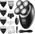 Head Shaver for Men, 5 in 1 Electric Shaver for Men Beard Hair Trimmer Electric Razor 5D Floating 5 Blade Heads Electric Nose Hair Trimmer LCD Display (Color : Silver-Package A)