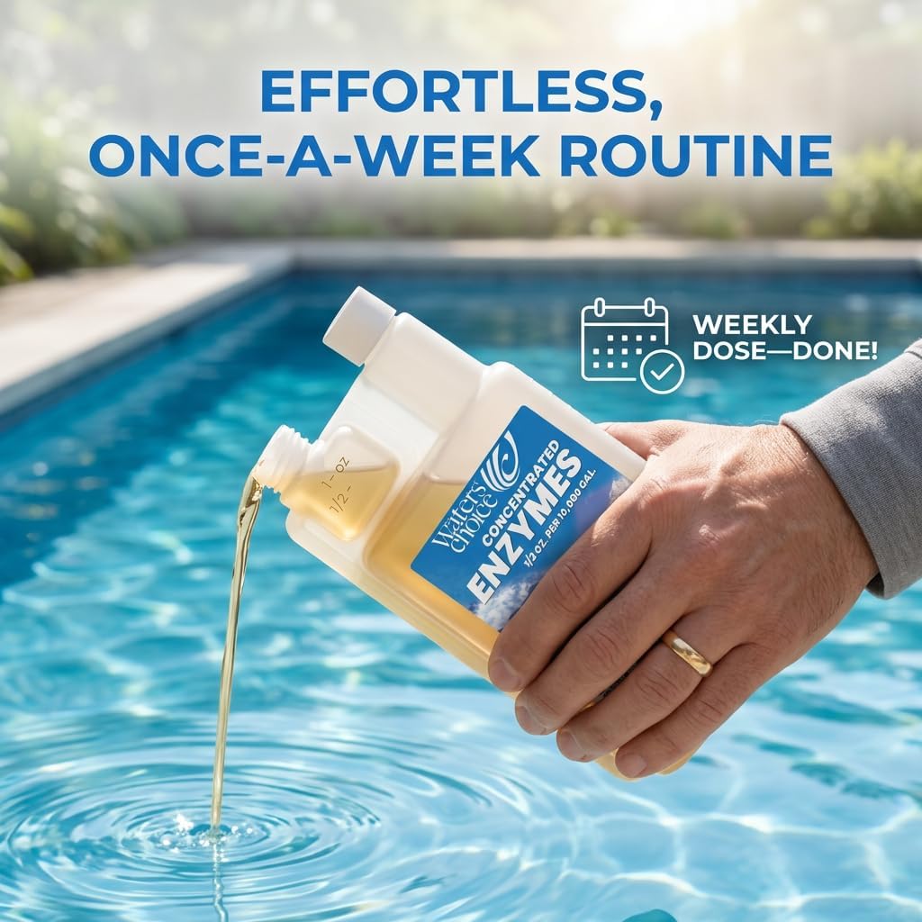 Waters Choice Weekly Pool Enzyme Concentrate - 16 Ounce - Non-Toxic Natural Pool Cleaner for Crystal Clear Water - Effective Pool Clarifier