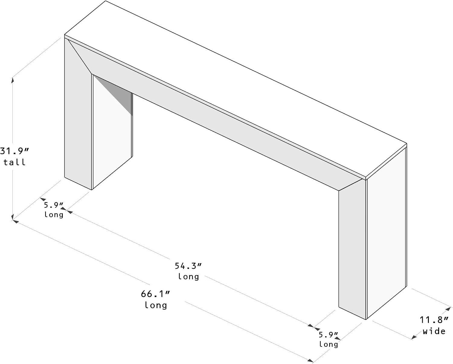 Plank+Beam Grand Console Table, 66 Inch Modern Solid Wood Sofa Table, Narrow Entryway Table for Hallway, Behind The Couch, Living Room, Foyer, Pecan Wirebrush