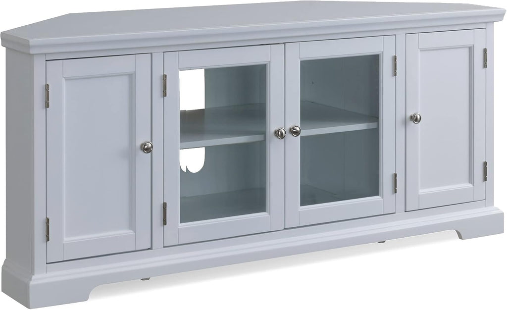 Leick Home Mateo Corner TV Stand, for 65 in. TV, 2 Glass Doors and 2 Soild Doors, White, 85386