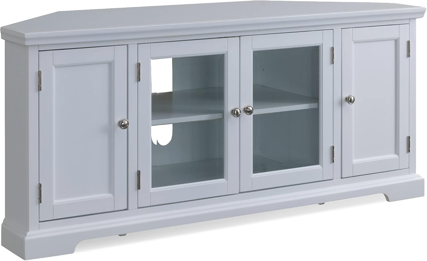 Leick Home Mateo Corner TV Stand, for 65 in. TV, 2 Glass Doors and 2 Soild Doors, White, 85386