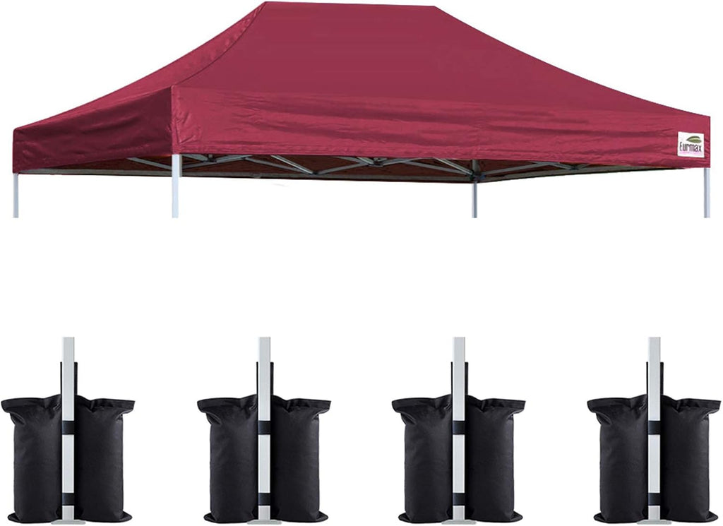 Eurmax USA 10x15 Pop Up Canopy Replacement Top,Universal Instant Canopy Cover ONLY,Heavy Duty UPF 50+ UV Protection,Water & Wind Resistant Tarp,30+ Colors Available,Bonus 4 Sand Bags (Burgundy)