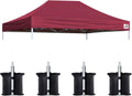 Eurmax USA 10x15 Pop Up Canopy Replacement Top,Universal Instant Canopy Cover ONLY,Heavy Duty UPF 50+ UV Protection,Water & Wind Resistant Tarp,30+ Colors Available,Bonus 4 Sand Bags (Burgundy)