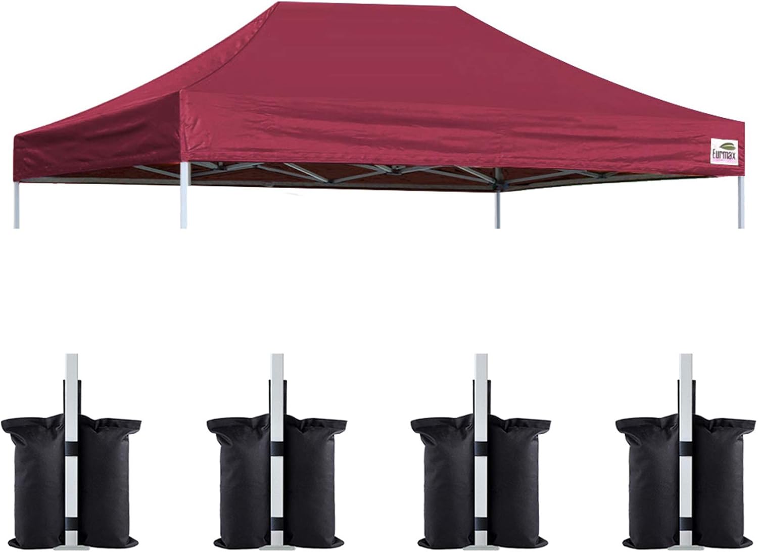 Eurmax USA 10x15 Pop Up Canopy Replacement Top,Universal Instant Canopy Cover ONLY,Heavy Duty UPF 50+ UV Protection,Water & Wind Resistant Tarp,30+ Colors Available,Bonus 4 Sand Bags (Burgundy)