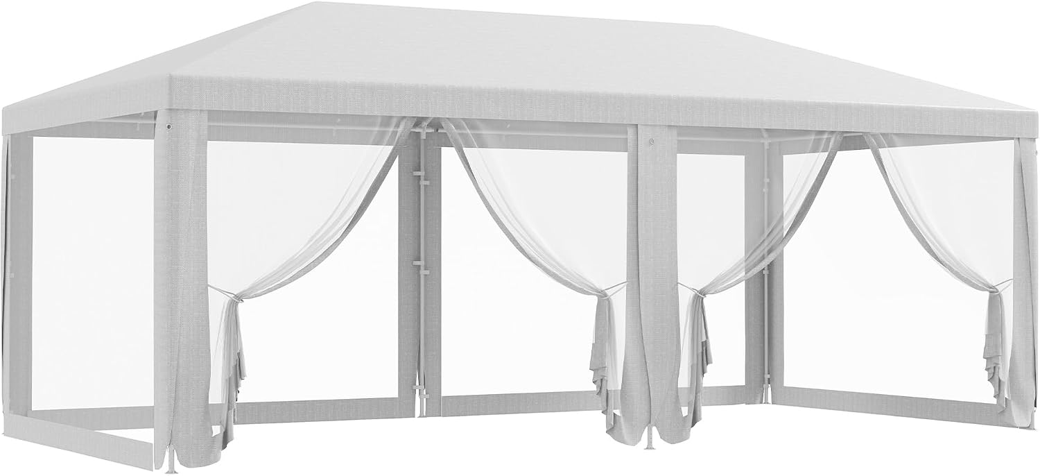 Outsunny 10' x 20' Party Tent, Outdoor Wedding Canopy & Gazebo with Removable Sidewalls, Shade Shelter for Events, BBQs, White