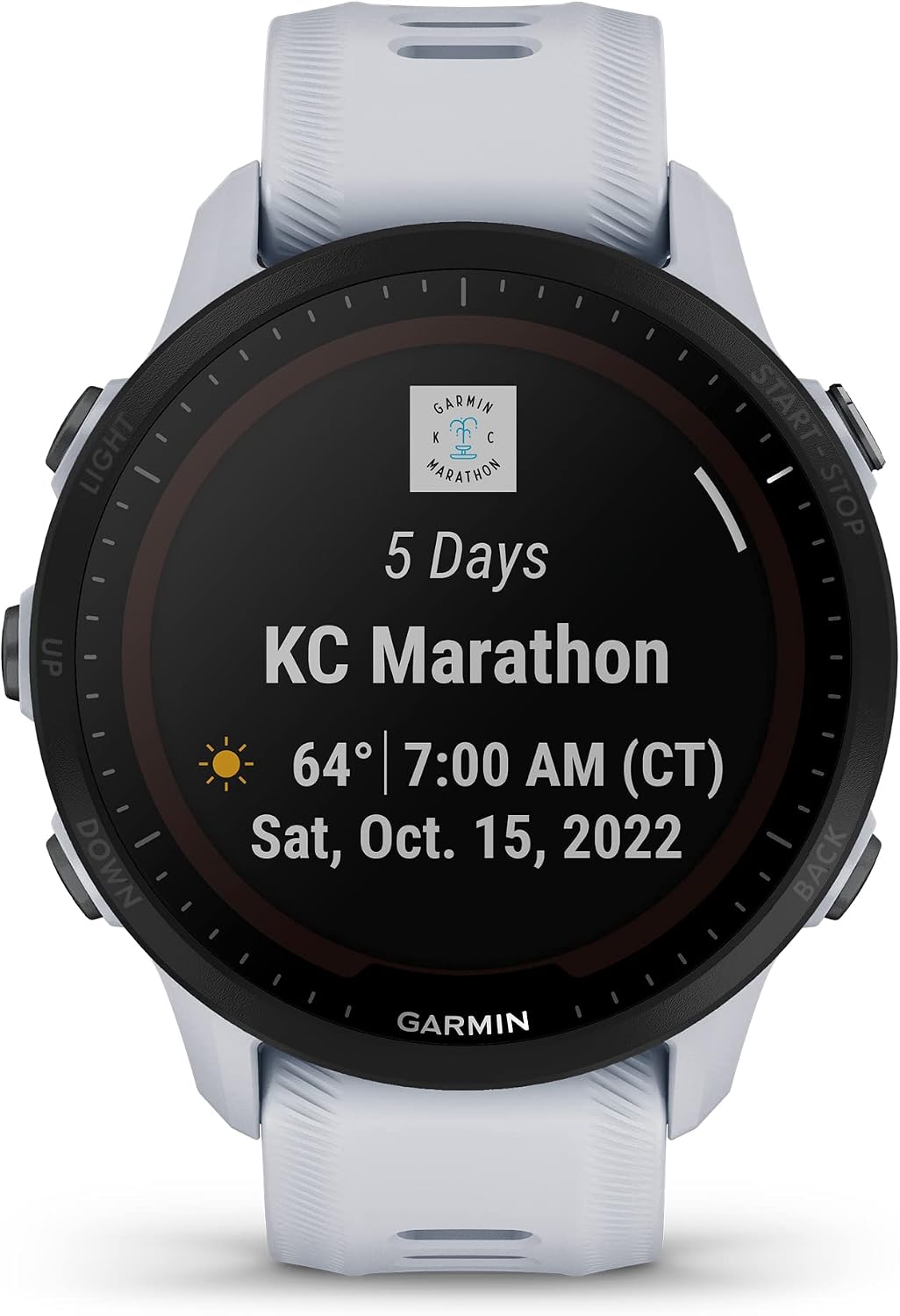 Garmin Forerunner® 955 Solar, GPS Running Smartwatch with Solar Charging Capabilities, Tailored to Triathletes, Long-Lasting Battery, Whitestone