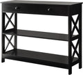 Convenience Concepts Oxford 1-Drawer Console Table 39.5' - Farmhouse Sofa Display with Storage Shelf For Living, Family, & Dining Room, Modern Entryway Hall Table for Kitchen, Bedroom, Black