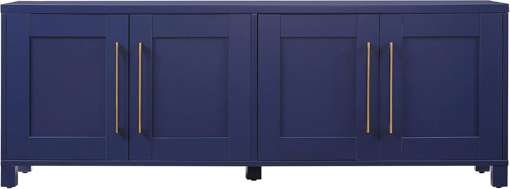 Henn&Hart TV Stand for TVs up to 75' with 2 Concealed Storage Cabinets with an Adjustable Shelf for Living Room, Family Room, or Office, Navy