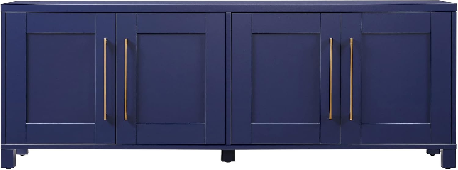 Henn&Hart TV Stand for TVs up to 75' with 2 Concealed Storage Cabinets with an Adjustable Shelf for Living Room, Family Room, or Office, Navy