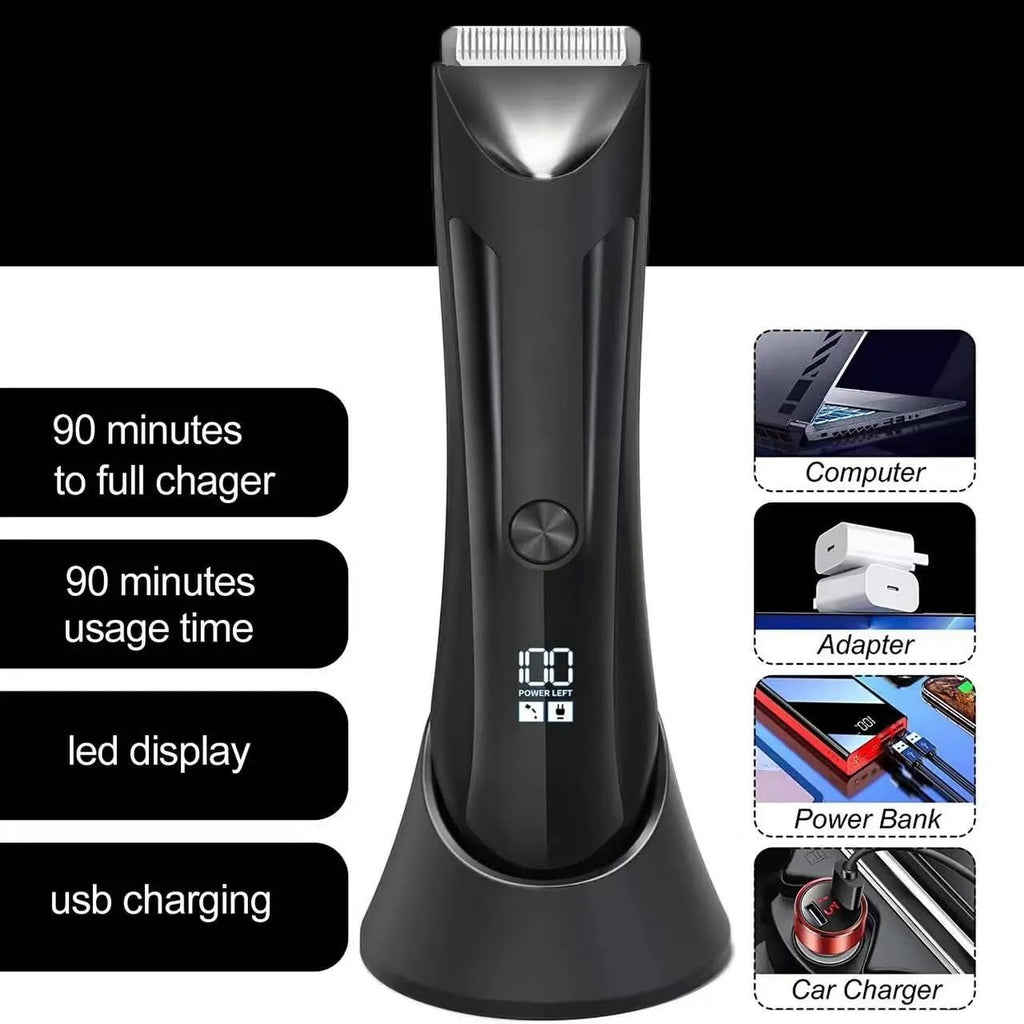 Professional Hair Clippers for Men, Electric Body Hair Trimmer Shaver Waterproof Groin For Men Ball USB Recharge Dock Grooming Kit