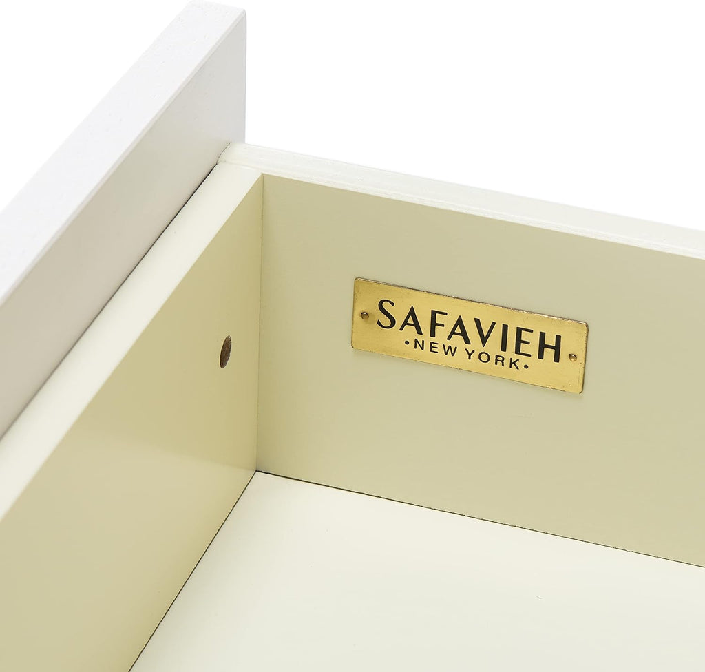 SAFAVIEH Genevieve TV Stand for up to 65' Flatscreen – Cream & White Washed Finish, Mid-Century Modern Storage Cabinet, Entertainment Media Console (MED5000D)