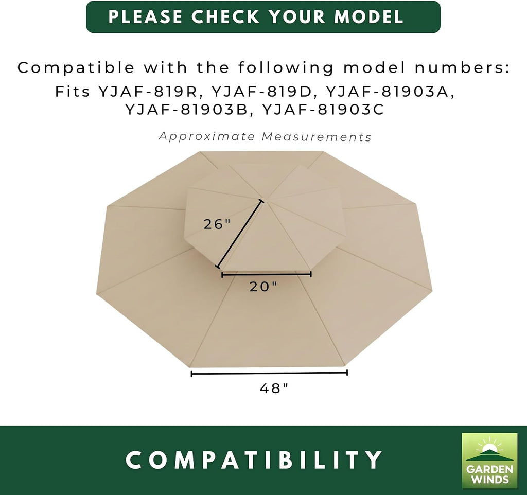 Garden Winds Reinforced RipLock 350 Replacement Canopy Top Cover Compatible with Garden Treasures 11' Offset Umbrella Models YJAF-819R, YJAF-819D, YJAF-81903A, YJAF-81903B, YJAF-81903C - Cinnabar