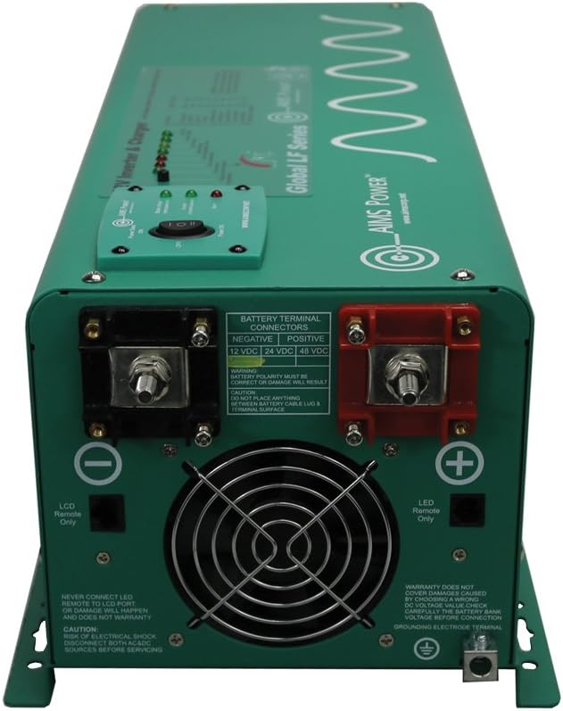 AIMS Power 2500 Watt 12 VDC Pure Sine Inverter Charger 120 VAC Output 85A Charger 30A Transfer Switch PICOGLF25W12V120AL