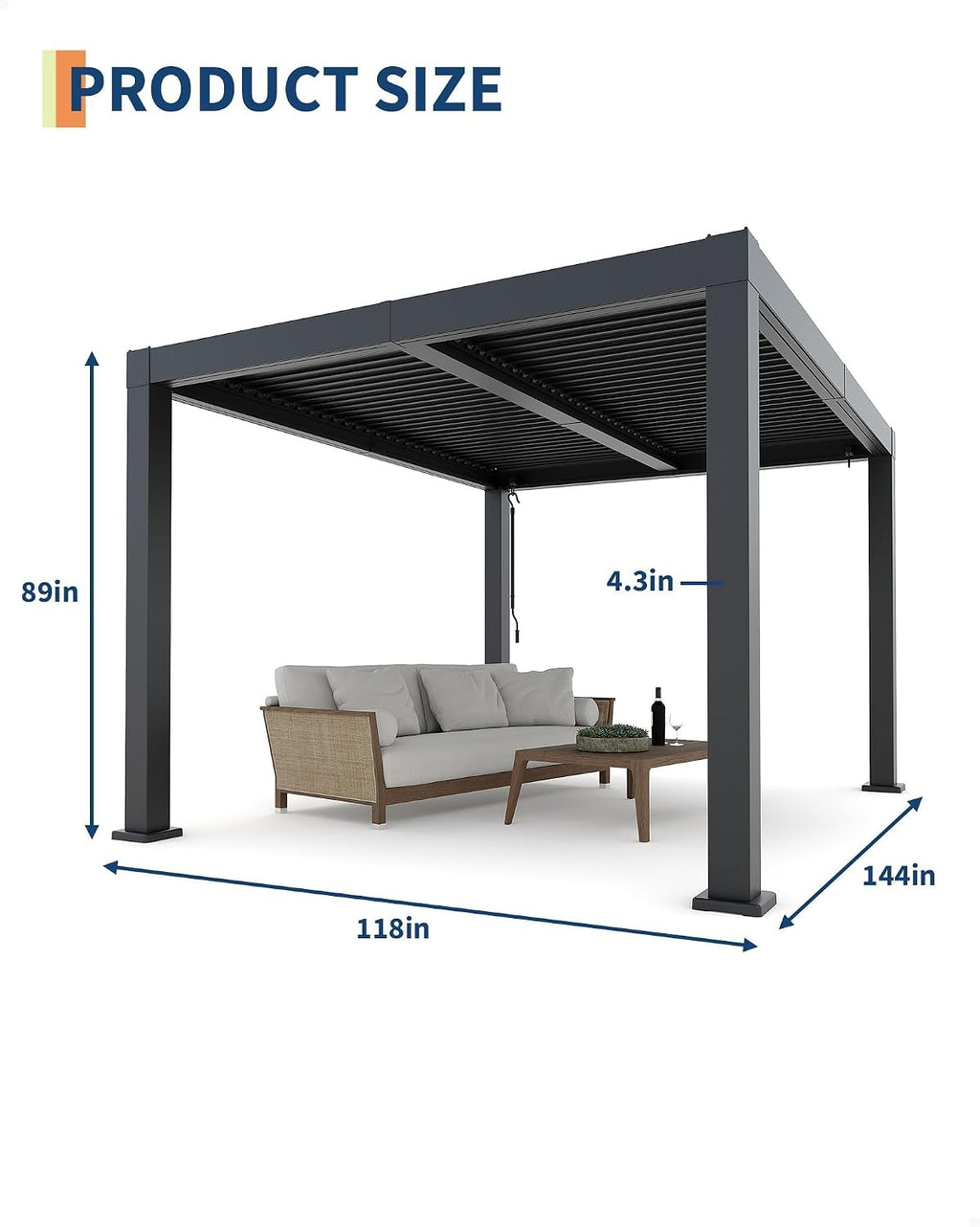 10 Ft x 12 Ft Louvered Pergola - All-Aluminum with Adjustable Louvered Roof, Reinforced Frame & Integrated Drainage, Hard Top Gazebo for Patio & Deck, Gray