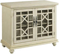 Martin Svensson Home Elegant Small Spaces Accent Cabinet with Glass Doors, Vintage Sideboard or Small TV Stand for Living Room or Entryway. Antique Cream White.