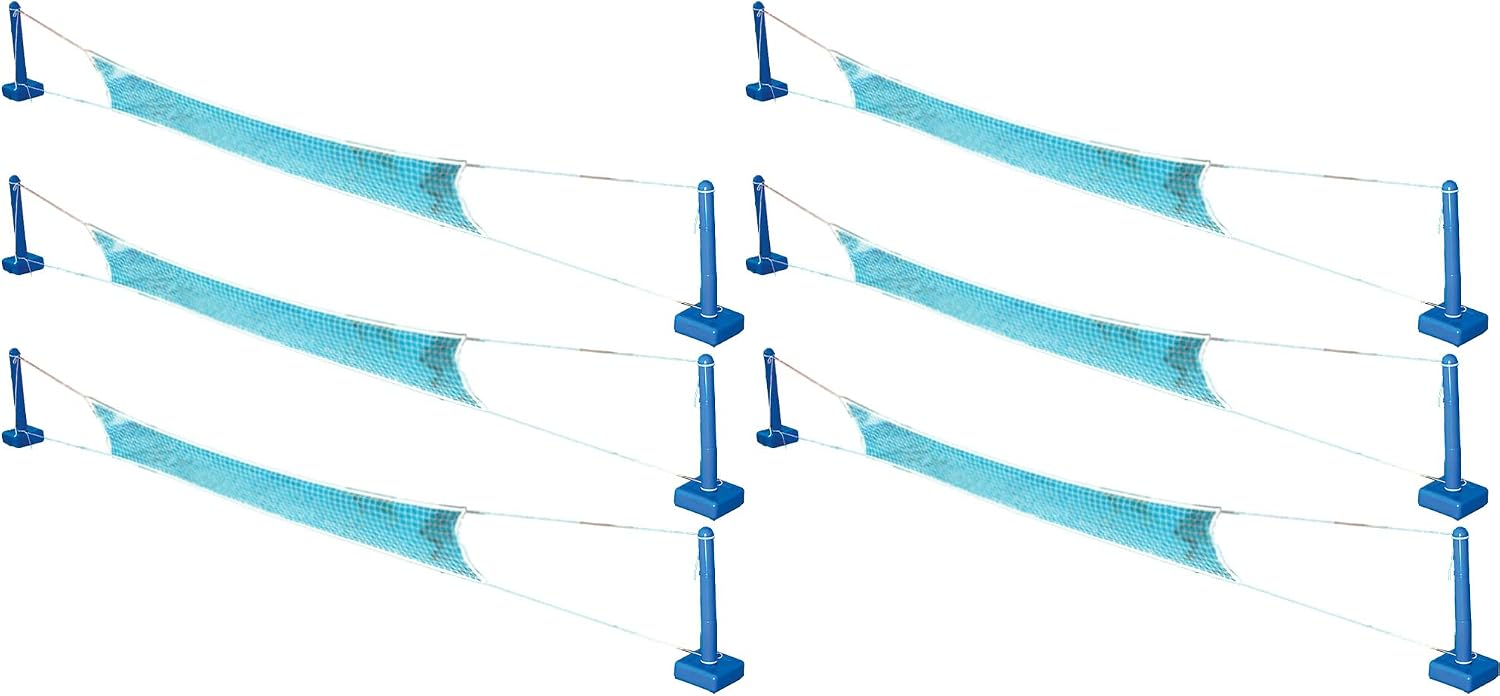 Swimline Cross In Ground Swimming Pool Outdoor Durable Nylon Toy Game Sport Volleyball Net with Ball and Weighted Supports (6 Pack)