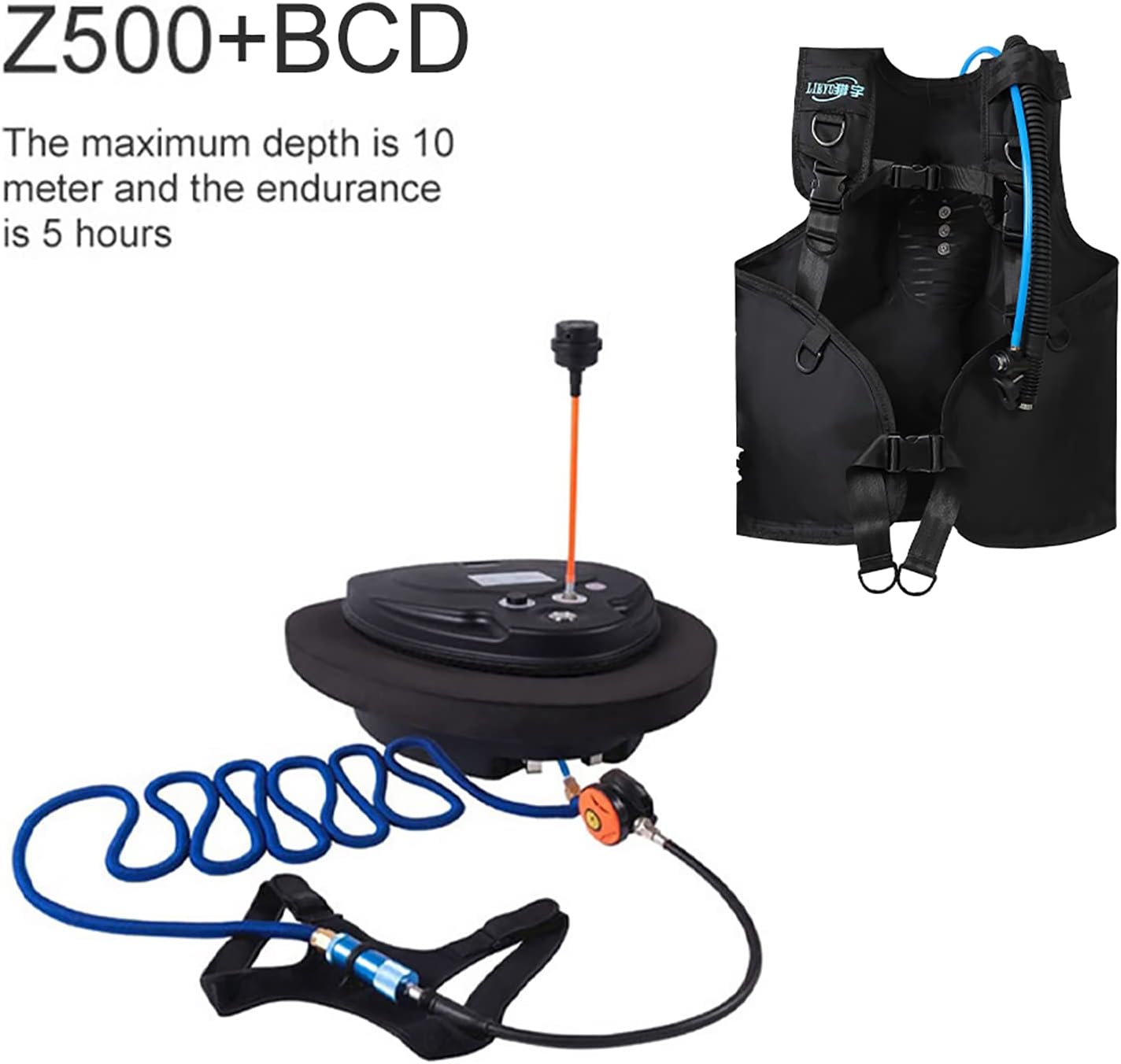 TUXING Diving Ventilator,Diving Without Tanks with Scuba BCD, Waterproof Portable Rechargeable Scuba Diving Tank,45 ft Hose & Scuba Breathing Regulator,Octopus Hookah with Mouthpiece