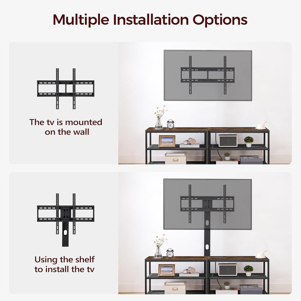 MAHANCRIS 59' TV Stand with Mount and 4 Power Outlets, Entertainment Center Media Console, Swivel TV Stand Mount up to 75 inch TVs, Height Adjustable, Metal Frame for Living Room, Bedroom TVHR35E01V