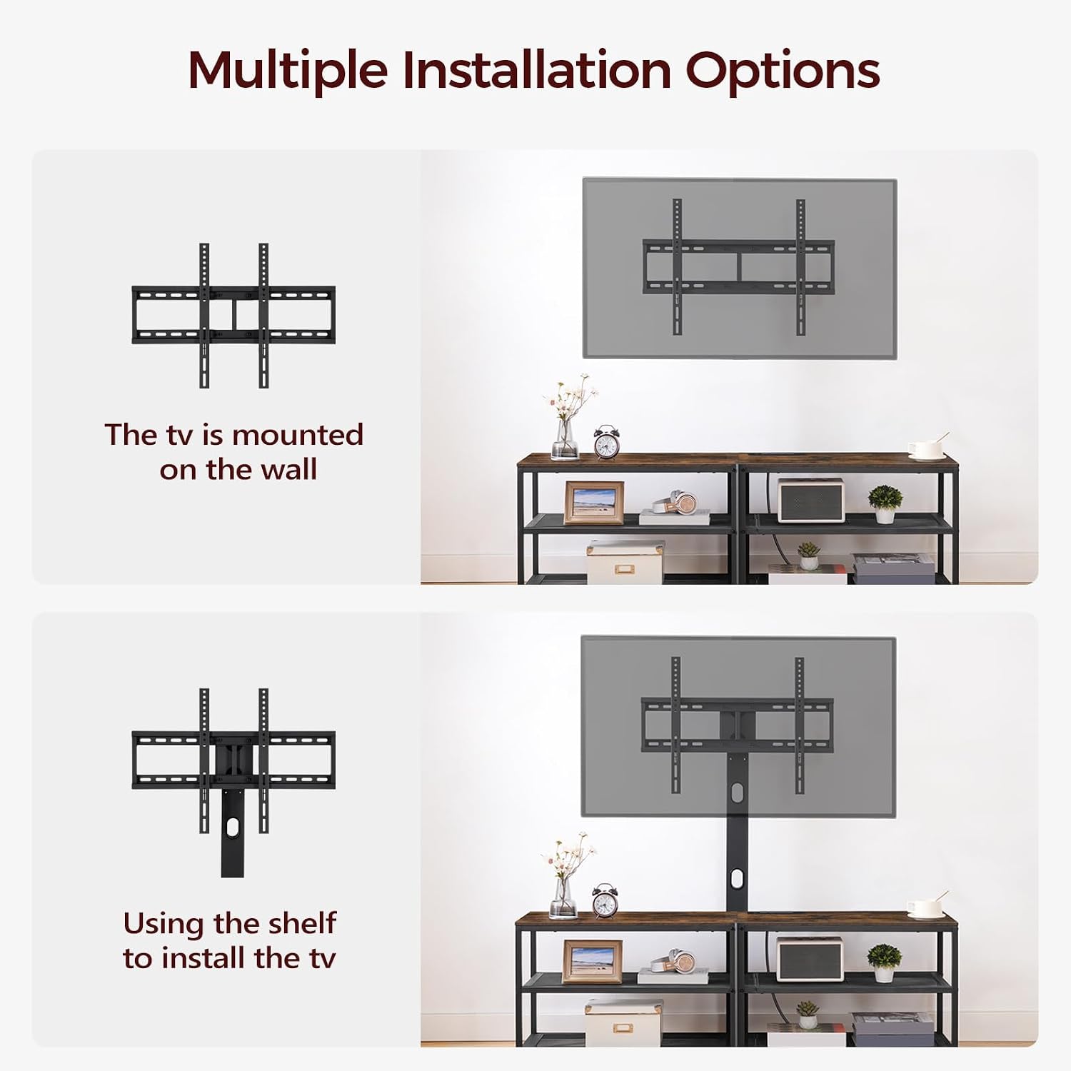 MAHANCRIS 59' TV Stand with Mount and 4 Power Outlets, Entertainment Center Media Console, Swivel TV Stand Mount up to 75 inch TVs, Height Adjustable, Metal Frame for Living Room, Bedroom TVHR35E01V