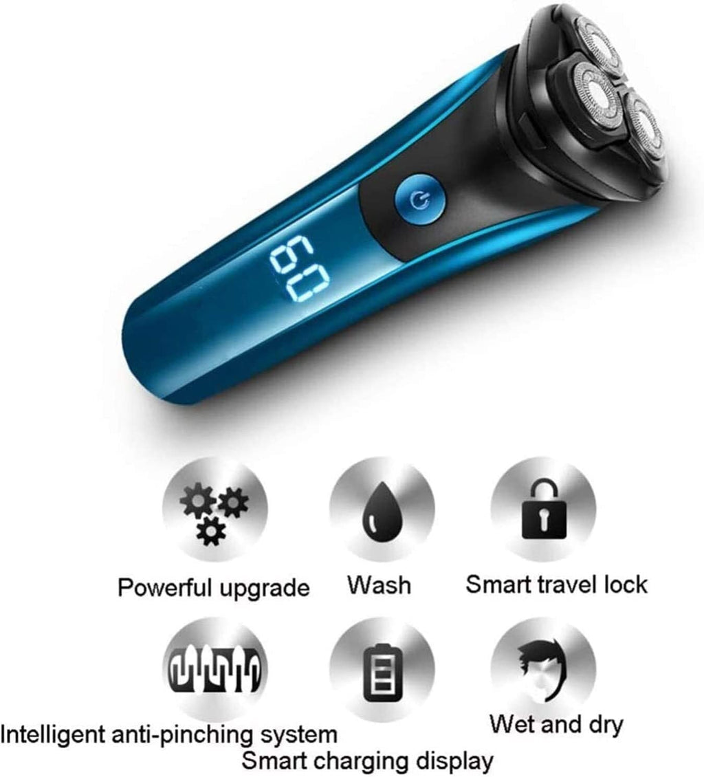 Electric Shaver Men's Shaver 3 Sheets Multifunction Blade Razor Water Wash Electric Shave LED Display Fast Charge Portable for Your Daily Use and Travel