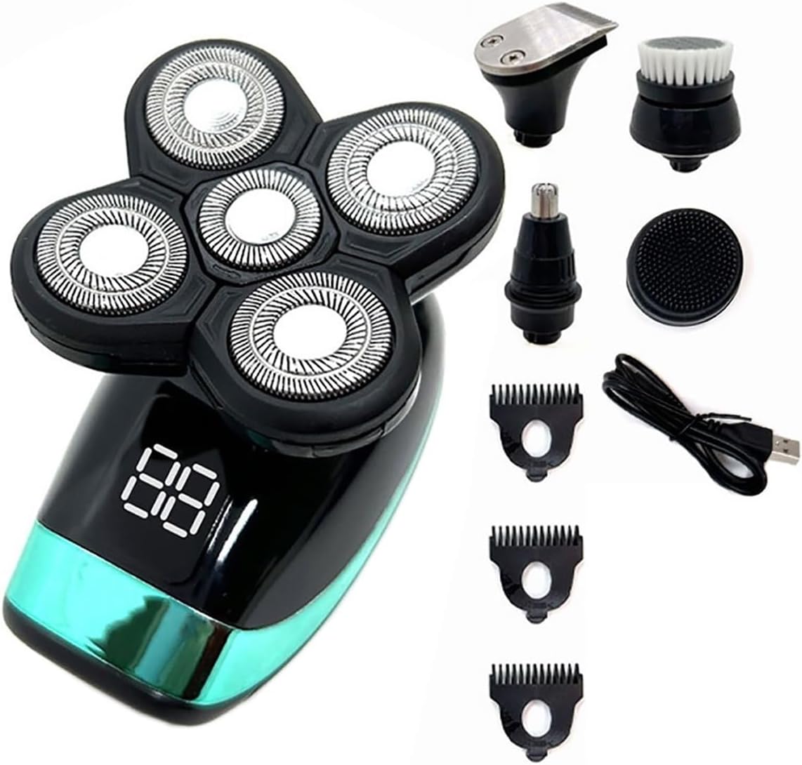 Head Shaver for Men, 5 in 1 Bald Head Shaver with Hair Clippers Nose Hair Trimmer Facial Cleaning Waterproof Electric Shaver for Men Beard Trimmer