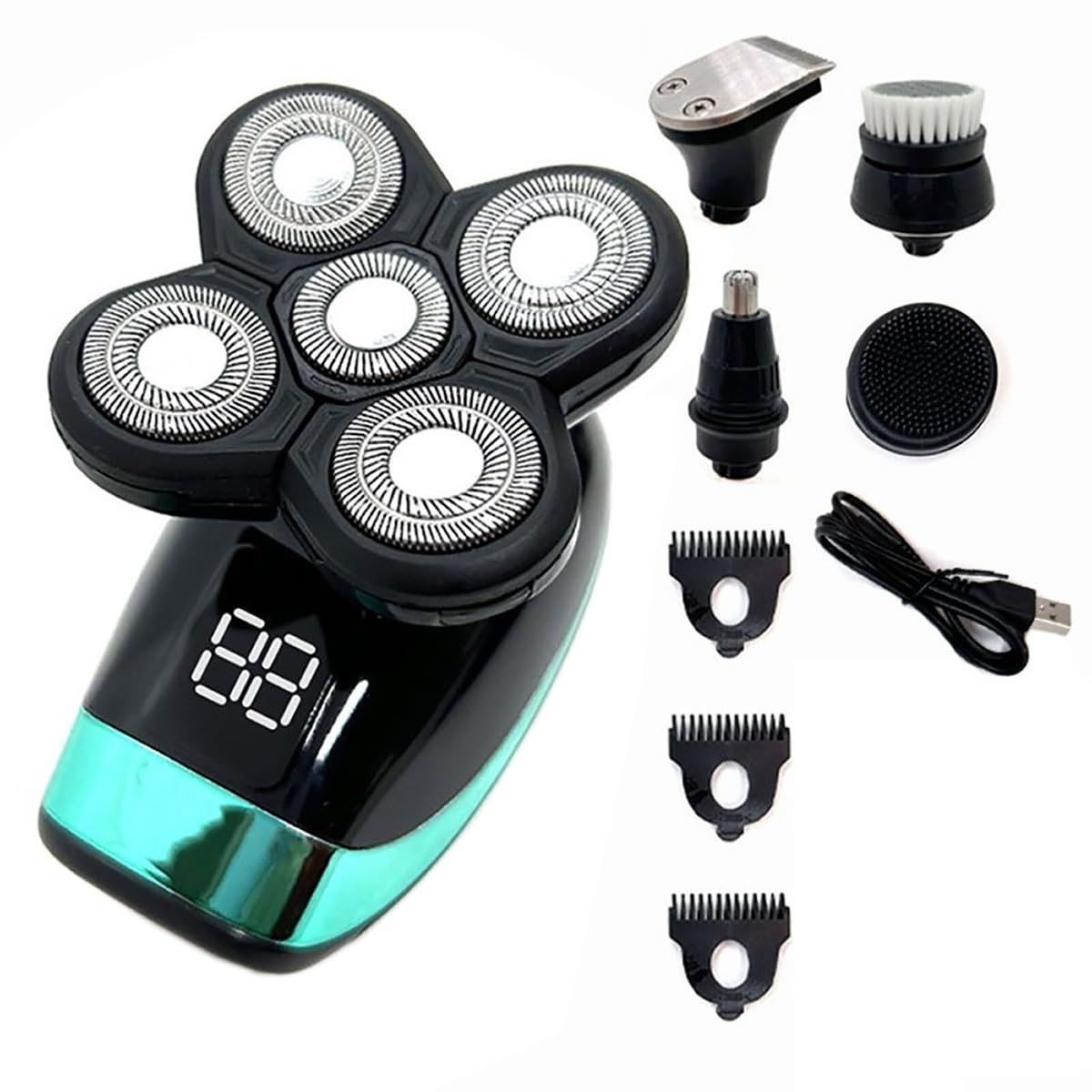 Head Shavers for Bald Men, 5 In 1 Bald Head Shaver With Hair Clippers Nose Hair Trimmer Facial Cleaning Waterproof Electric Shaver For Men Beard Trimmer