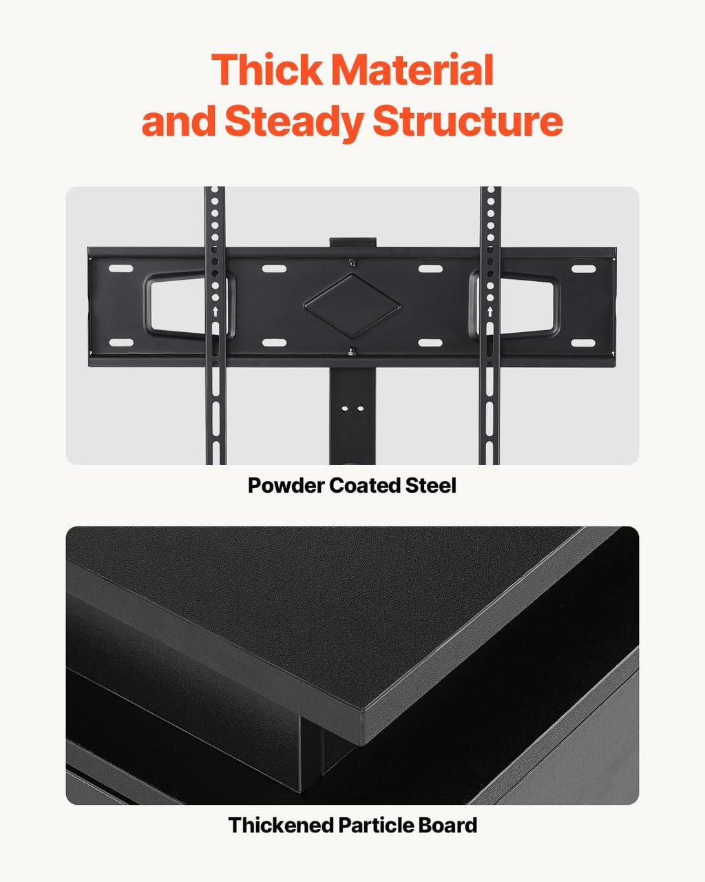 VEVOR 52' TV Stand with Mount for up to 75 in TVs, Entertainment Center with Power Outlet & LED Lights, Height Adjustable TV Console with Mount with 3 Tiers Storage Cabinets for Bedroom, Living Room