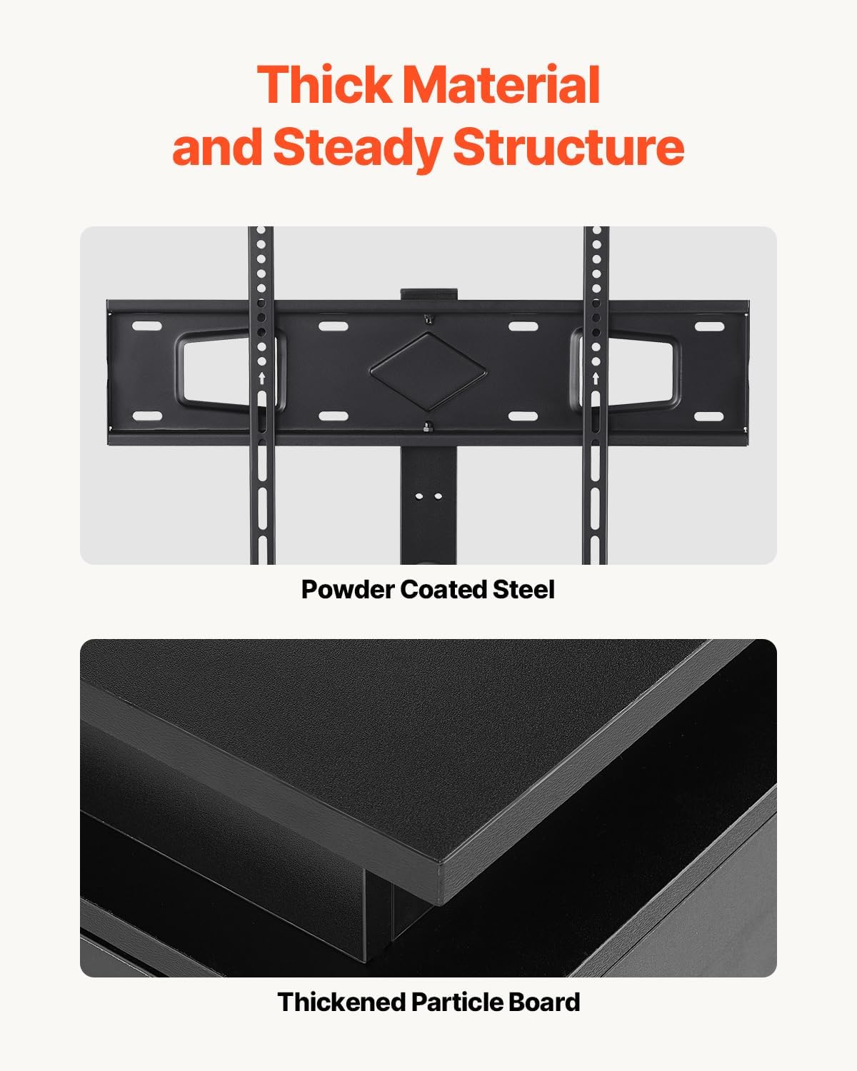 VEVOR 52' TV Stand with Mount for up to 75 in TVs, Entertainment Center with Power Outlet & LED Lights, Height Adjustable TV Console with Mount with 3 Tiers Storage Cabinets for Bedroom, Living Room