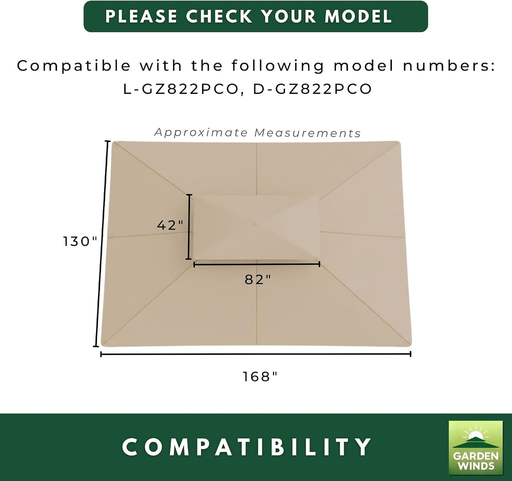 Garden Winds Reinforced RipLock 350 Replacement Canopy Top Cover Compatible with Domed 10' x 13' Gazebo Models L-GZ822PCO, D-GZ822PCO - True Navy