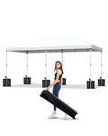 10x20 Pop Up Canopy Tent，Gazebos One-Button Instant Setup, Heavy-Duty 210D Oxford Fabric & Rust-Proof Frame - 3 Adjustable Heights, Roller Bag, 4 Sandbags - UV Protection for Beach, Party